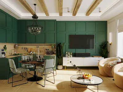 Kitchen-living room in a two-room apartment 3d 3ds max 3dsmax cgart cgartist cgi corona render corona renderer design interior interior design interiors photoshop