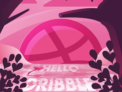 Hello Dribble design flat illustration typography vector
