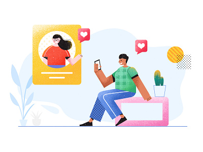 Make Friends character chat illustration man social texture woman