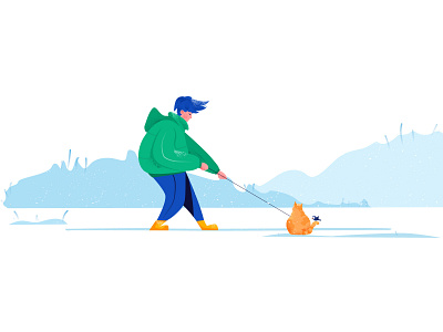 Slipping cat illustration