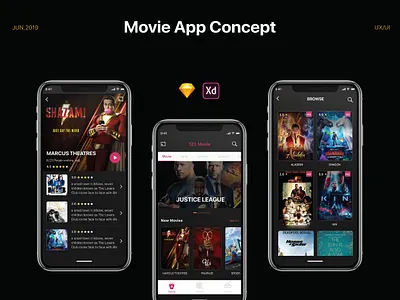 Movie App actors cinema film mobile movie app movies series ticket uiux website wireframing