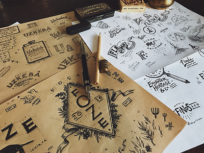 Handmade Logoworks brand branding craft design drawing handmade illustration lettering logo typography