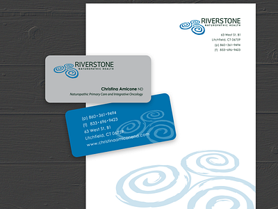 Riverstone Stationary blue charcoal design grey health logo naturopath organic riverstone stationary stone stones swirl watermark