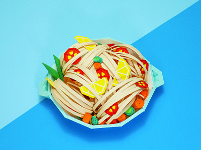 Pasta Paper Food craft low poly lowpoly paper art paper craft paper cut paper food papercraft pastal