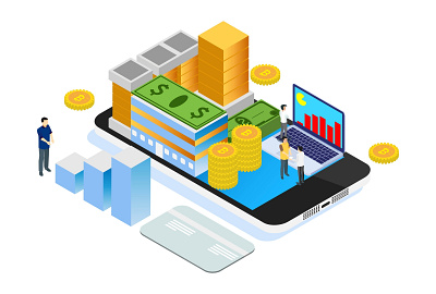 Modern Isometric Smart Financial Technology Illustration 3d branding illustration isometric vector