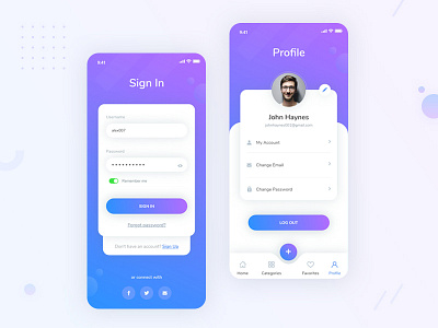 Mobile Application clean design creative ios mobile application profile signin ui ux design