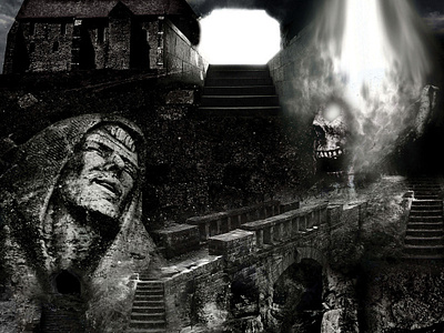 Cursed Dungeon boza design cursed dungeon design digital art dungeon horror art horror poster josip markovic photo manipulation photo retouch photography poster art poster design poster designer posters protagonist skeleton statue