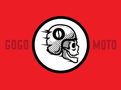 Gogo Moto Coffee bean bold coffee crosshatching illustration motorcycle racing skull