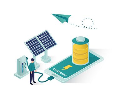 Solar Panel Energy Isometric Illustration design earth energy graphic green illustration isometric landing page panel people renewable renewable energy safe saver solar solar panel technology vector website world