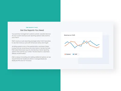PMG Close-Up analytics app chart data visualization data viz graph healthcare landing landing page minimal profit reporting reports revenue ui ux web design website