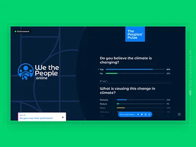 WethePeople | Pt 3 : Poll Results activism answer blue clean dark design environment green poll question quiz results survey ui ux vote voting web