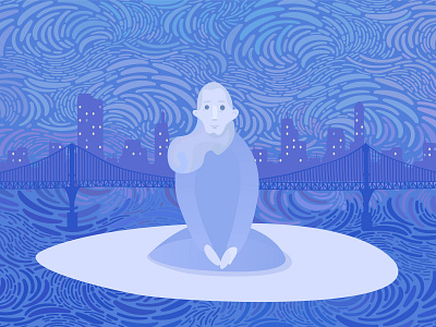 yogi adobe illustrator art beard blue city design flat fluid illustration people urban vector wavy yoga zen