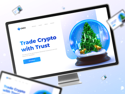 Crypto Website - Trading, Blockchain, New Year, Christmas 3d 3d illustration blockchain branding christmas crypto graphic design hero section key visual minimalistic new year trading ui web web design website