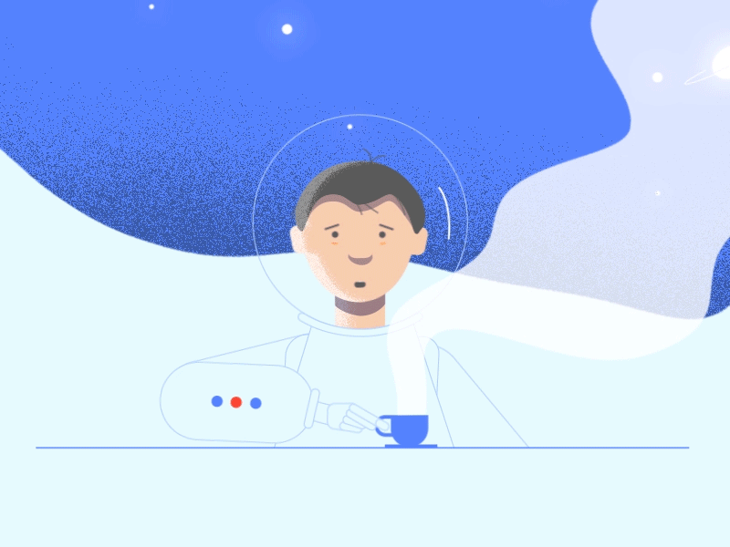 Head Rig & Illustration 2d ae after effect animation character cosmonaut cosmos duik bassel face gif head rig head turn illustrator loop loop animation vector