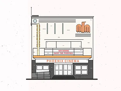 The Phoenix Cinema building cinema design illustration illustrator vector vector art
