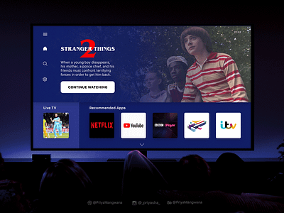 Smart TV Interface adobexd channels dailyui smart tv technology television tv tv app ui userexperience userinterface ux