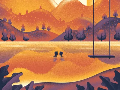 Dave Matthews Band Bristow, VA Poster bristow couple dan kuhlken dave matthews band dkng dkng studios geometric illustration lake landscape nathan goldman people poster rope swing screen print silkscreen texture trees vector virginia