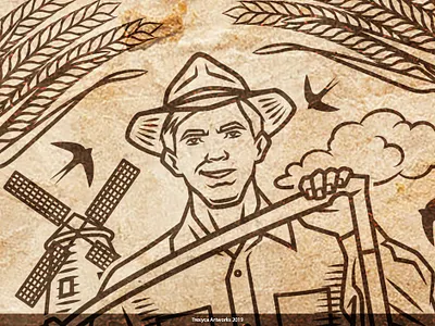 Gebi Zetva i Berba T-Shirt Design 2019 branding farmer gebi harvest illustration illustrator logo logodesign peasant ploughman scythe sickle sowing tiller tshirt tshirtdesign vector vectorillustration