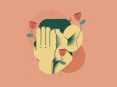 Shame animation cabeza characterdesign design flat flores flowers head illustration illustrator rosas rose