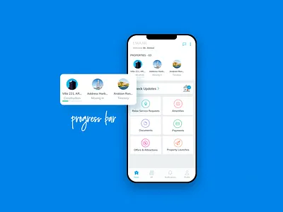 Emaar - Dynamic Progress Bar app app design branding business design design app icons illustration interaction design interface mobile design mobile ui netbramha property management realestate ui user experience user interface user interface design ux