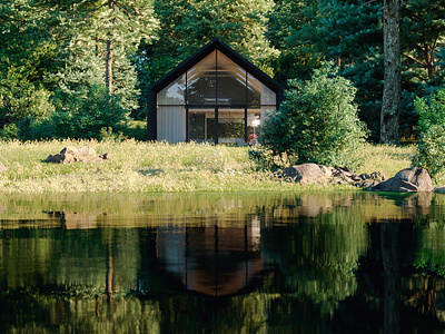 Lakeside house 3d 3dsmax cgi corona design exterior forest render zhitnik