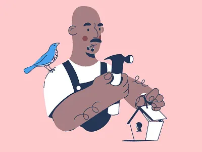 Building Secure Spaces bird blockchain build construction hammer house illustration privacy security