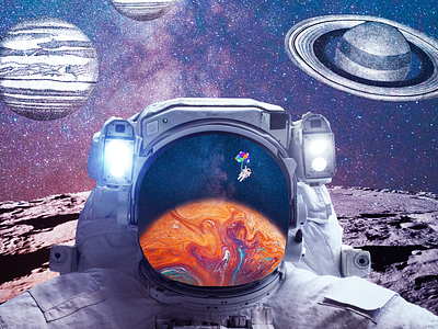 We Have Liftoff astronaut balloons collage galaxy landing manipulation moon nasa photo photoshop planets science space