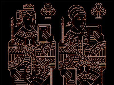Maria van riebeeck and Krotoa playing card style. apparel branding clothing gold illustration label labeldesign line lineart luxury luxury branding minimal minimalist packaging playing card playingcards