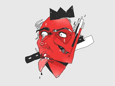 Red mask art bio face illustration king mask mech organic red wood