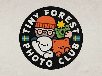 Tiny Forest Photo Club branding cat cute design doodle fun happy illustration japanese kawaii lettering logo simski smile sweden swedish columbia tiny forest photo club typography
