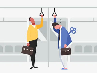 Subway character characterdesign illustration man morning morning person not a morning person sleepy subway work