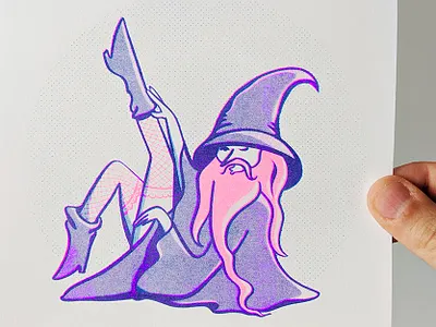 Gamdalf Risograph Print fishnets gandalf illustration lord of the rings print riso risograph wizard