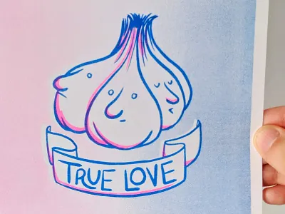 True Love Risograph Print garlic illustration lettering print riso risograph