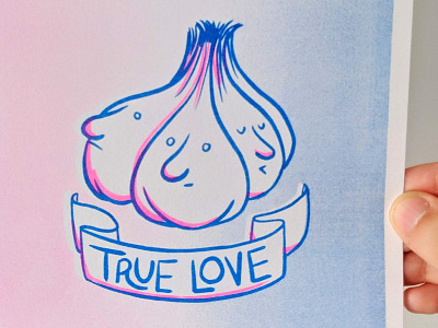 True Love Risograph Print garlic illustration lettering print riso risograph