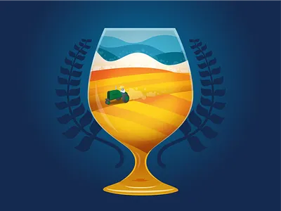 Midwest Beerfest Illustration baseline creative beer beerfest collaboration color fields glass gradient illustration illustrator midwest plains poster tractor vector wheat