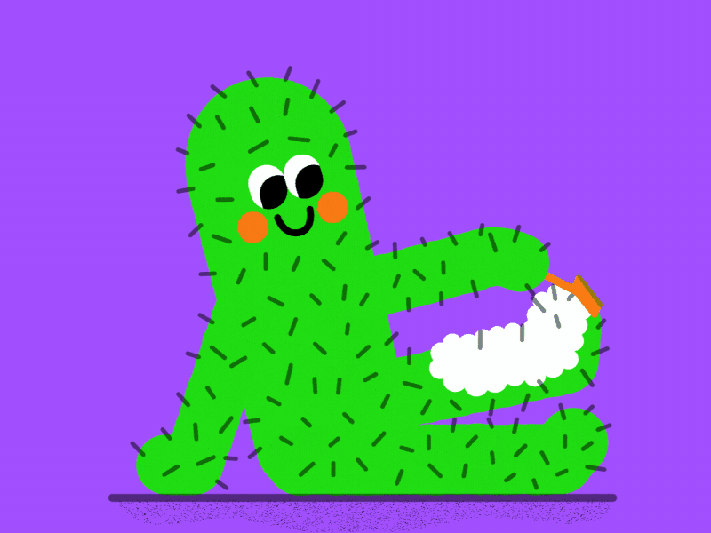 190730 Cactus Epilation Dribble animation cactus character animation gif loop mograph razor shaving