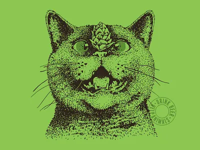 Cat Hops Illustration beer cat craft beer hops illustration kitty