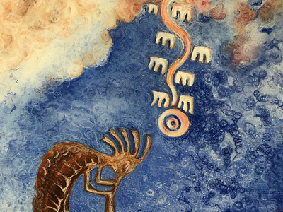 Kokopelli Art Commission charcoal colored charcoal drawing illustration kokopelli oil pastels pastels