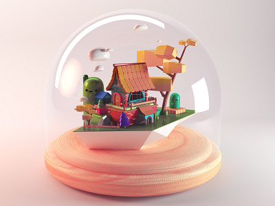 house#2 3d characterdesign cinema4d cute design forest house illustration landscape mountain nice photoshop toy