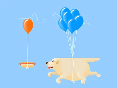 Blimpy design digital art digital drawing digital illustration digital painting digitalillustration dog dog illustration dribbble floating food hot dog illustration ipad ipad pro ipadpro procreate silly