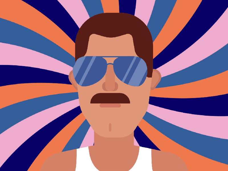 Freddie Mercury 70s 80s after effects ai animation bohemian rhapsody flat freddie freddie mercury freddy freddy mercury illustrator joystick n sliders joysticksnsliders mercury retro