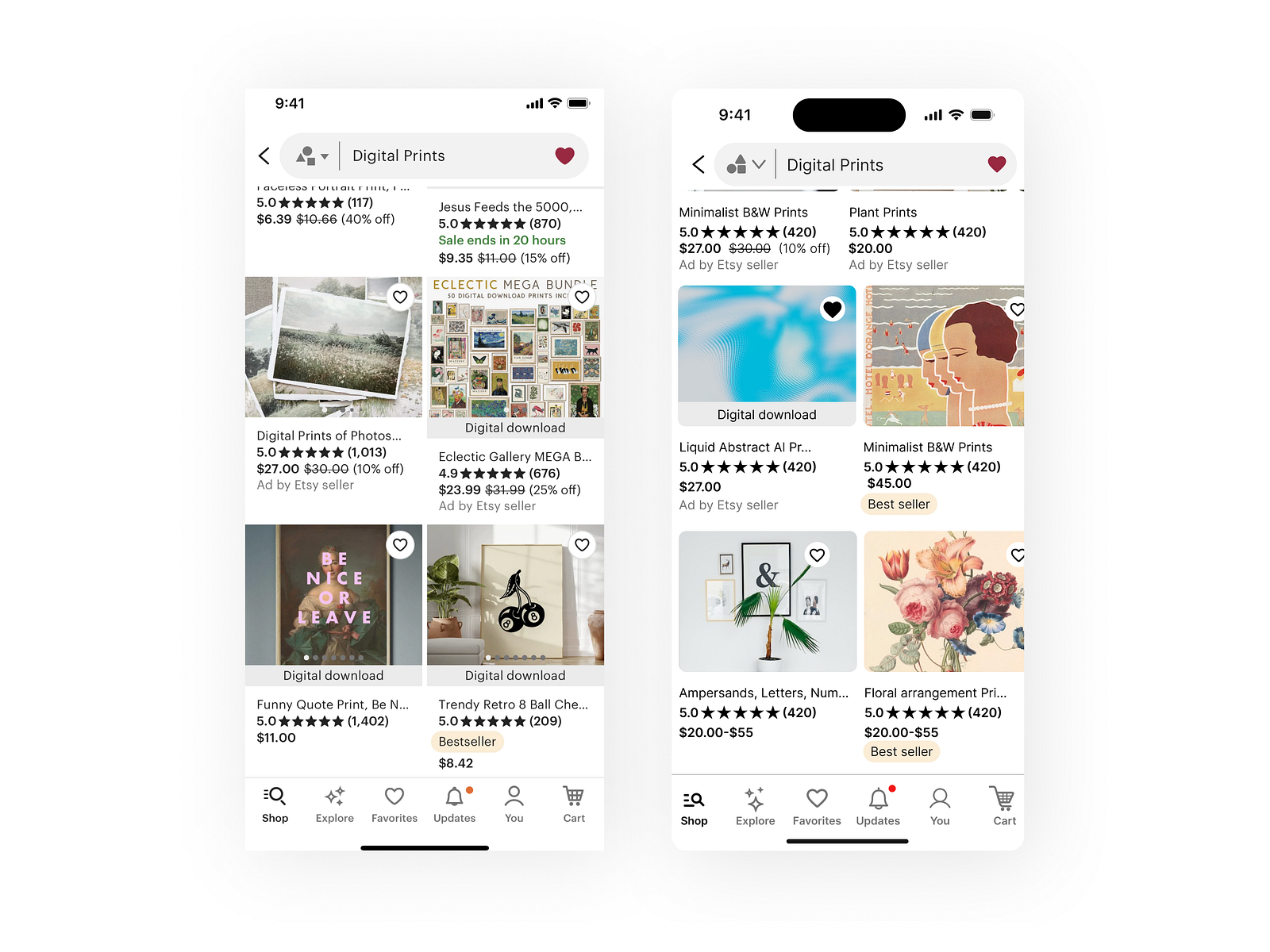 Etsy mobile app test by Cole Gunter on Dribbble