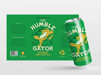 Humble Gator Beer beer can beer label chicago brewery design gator graphic design illustration package design package mockup packaging