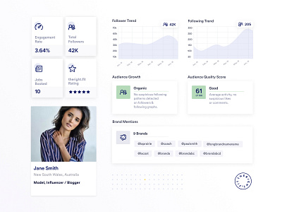 Influencer Analytics Components data visualization design ui