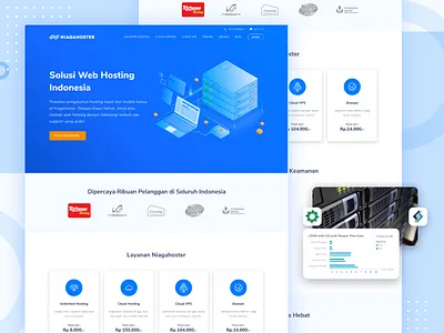 Niagahoster Homepage design homepage hosting illustration isometric server ui ux website wordpress