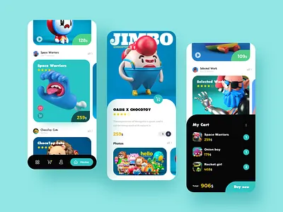 Cute Toy app design illustration mobile ui ux