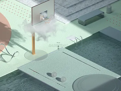 Play_Basketball 3d basketball cloud glass green octane water