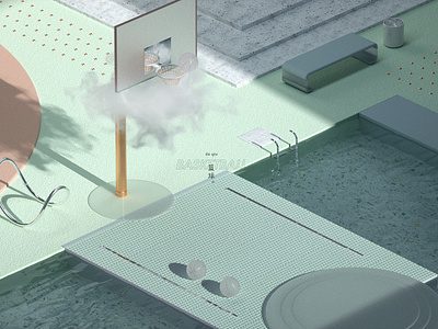 Play_Basketball 3d basketball cloud glass green octane water