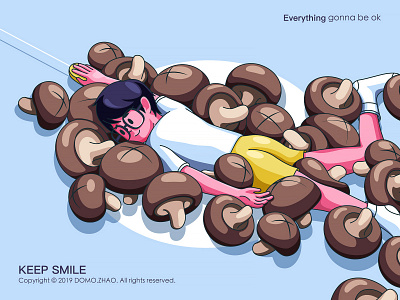 Mushrooms Boy character illustration mushrooms poster smile smiley face web