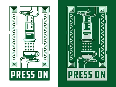 (Aero) Press On aeropress art deco coffee design flat graphic design graphic designer green icon illustration line art logo minimal monoline retro t shirt vector vintage